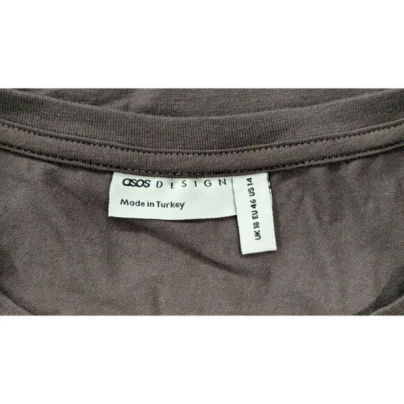 Asos Design Women Size 14 Black Round Neck Short Sleeve Pullover Cropped Top - Picture 5 of 6